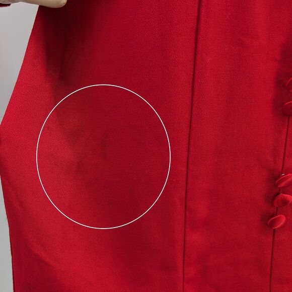 Vintage 1990s Frederick's of Hollywood Mini Dress Red Button Front Cut Out 11-12 - Picture 7 of 11